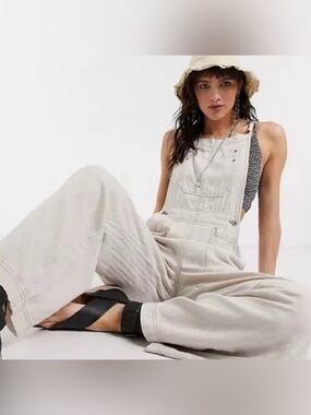 Free people|Natural Sights overalls jumpsuit in linen/cotton•••Beachy boho in XS